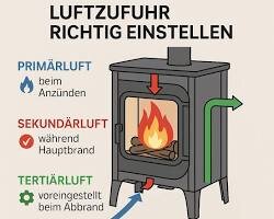 Kaminofen-Luftzufuhr optimieren – So brennt Ihr Feuer sauber, effizient und sicher - Kaminofen Luftzufuhr optimieren &amp; Schornsteinzug verbessern – Tipps &amp; Produkte