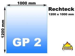 Glasbodenplatte Funkenschutz GP2 Rechteck 1200x1000mm, 6 mm ESG Glas