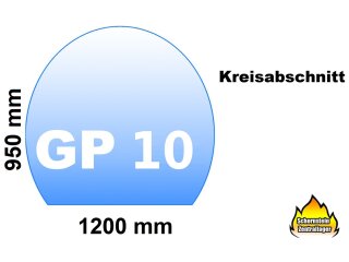 Glasbodenplatte Funkenschutz GP10 Kreisabschnitt 1200X950mm, 6mm ESG Glas