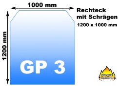 Glasbodenplatte Funkenschutz GP3 Rechteck  mit Schrägen...