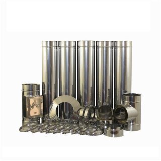 Schornstein Bausatz Doppelwandig DW 150 mm Farbig 6,0 m Tiefschwarz / 9005