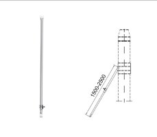 Edelstahlschornstein Abspannstange inkl. Dachhaken Verstellbar 2,0 - 3,0 m