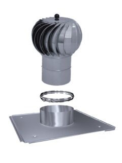 Edelstahlschornstein Zugverbesserer Turbine mit Ankerplatte DN 150 mm