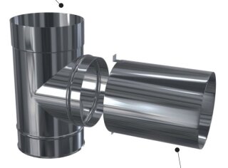 Kamin. - Schornsteinsanierung T-Stück kurz mit Verlängerung DN 100 mm 0,5 mm