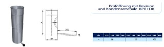 Kamin - Schornsteinsanierung Längenelement Prüföffnung / Kondensatableiter DN 140 mm