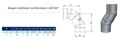 Kamin. - Schornsteinsanierung Winkel / Bogen drehbar mit Revision 0-90 Grad DN 180 mm 0,8 mm