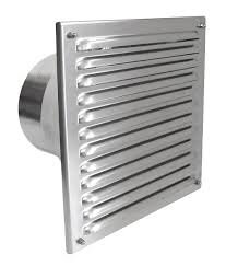 Außenluftgitter 23 cm x 23 cm mit Stutzen 80 mm Edelstahl