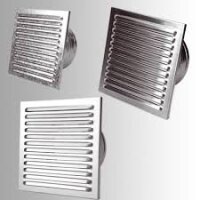 Außenluftgitter 23 cm x 23 cm mit Stutzen 80 mm Edelstahl