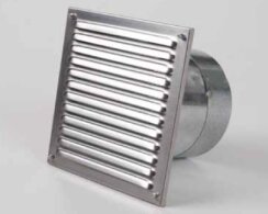 Außenluftgitter 23 cm x 23 cm mit Stutzen 80 mm Edelstahl