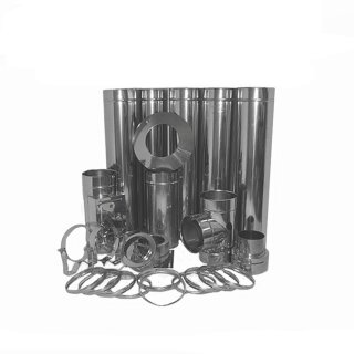 Edelstahlschornstein Doppelwandig Konfigurator DW 120 mm Höhe 6,7 m Basic 0,5 mm