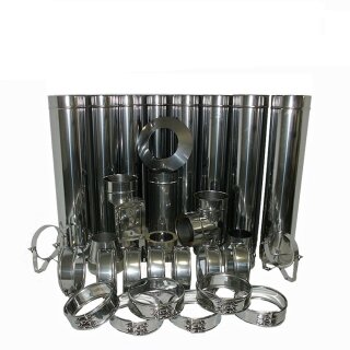 Edelstahlschornstein Doppelwandig Konfigurator DW 150 mm Höhe 9,7 m Premium 0,8 mm