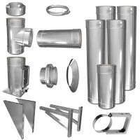 Edelstahlschornstein Schornstein Konfigurator DW 150 6,7 m Wandmontage 360 - 510 mm 1000 mm Länge Basic 0,5 mm