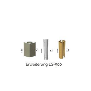 Leichtbauschornstein Schachtsystem inkl. Edelstahlrohr Ø 130 mm Erweiterung LS-500
