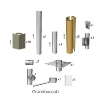 Leichtbauschornstein Schachtsystem inkl. Edelstahlrohr Ø 130 mm Erweiterung LS-1000