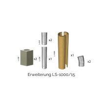 Leichtbauschornstein Schachtsystem inkl. Edelstahlrohr Ø 130 mm Erweiterung LS-1000/15