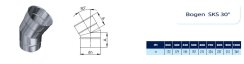 Kamin - Schornsteinsanierung Winkel / Bogen 30 Grad starr DN 80 mm 0,5 mm