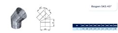 Kamin - Schornsteinsanierung Winkel / Bogen 45 Grad starr DN 225 mm 0,5 mm