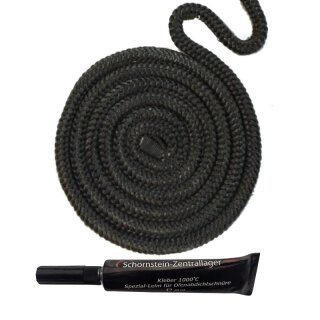 Kamindichtung Scheibendichtung Rund 12 mm 3,5 m / 2 x Kleber