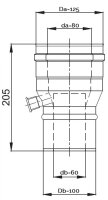 LAS Reduzierung mit Meßstutzen konzentrisch DN 80/125 mm Edelstahl