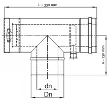 LAS T-Stück 90° mit Revisionsöffnung und Kondensatableiter DN 80/125 mm