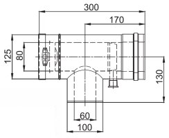 LAS T-Stück 90° mit Revisionsöffnung und Kondensatableiter reduziert DN 80/125 mm