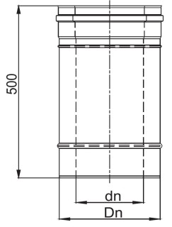 LAS Längenelemente konzentrisch DN 80/125mm Edelstahl 500 mm