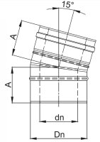 LAS Winkel - Bogen 15° Grad konzentrisch DN 80/125mm Edelstahl