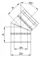 LAS Winkel - Bogen 45° Grad konzentrisch DN 80/125mm Edelstahl
