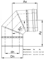 LAS Winkel - Bogen 93° Grad konzentrisch DN 80/125mm Edelstahl