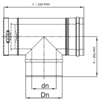 LAS T-Stück 87° mit Revisionsöffnung DN 100/150 mm Edelstahl