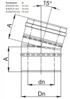 LAS Winkel - Bogen 15° Grad DN 100/150mm Edelstahl