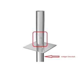 Einwandige Kaminerhöhung DN 180 mm Höhe 500 mm + Reinigung 0,6 mm Einschub eckig