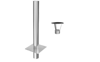 Einwandige Kaminerhöhung DN 180 mm Höhe 1000 mm + Haube 0,6 mm Einschub rund