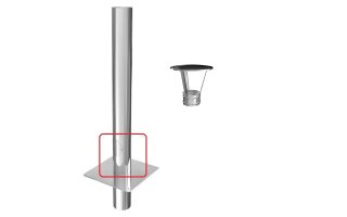 Einwandige Kaminerhöhung DN 180 mm Höhe 1000 mm + Reinigung + Haube 0,5 mm Einschub rund