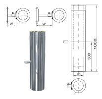 ZEN-Schornstein Längenelemente mit integrierter Wandhalterung DW 150 mm L 1000 mm