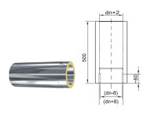 ZEN-Schornstein Wanddurchführung 500 mm inkl. Doppelwandfutter DW 150 mm