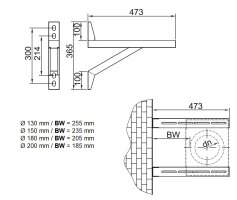 ZEN-Schornstein Wandkonsole Wandstütze L 473 mm