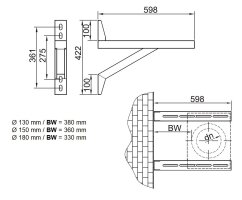 ZEN-Schornstein Wandkonsole Wandstütze L 598 mm