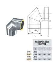 ZEN-Schornstein Winkel / Bogen DW 180 mm 90° ohne Tür