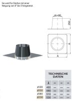 ZEN-Schornstein Dachdurchführung Edelstahl DW 130 mm 0° - 5° mit Regenkragen