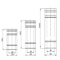 LAS Längenelemente DN 60/100mm Edelstahl 1000 mm