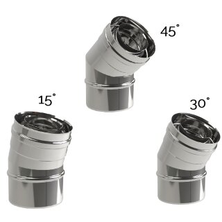LAS Winkel - Bogen 15° 30° 45° Grad DN 60/100mm Edelstahl 30 Grad