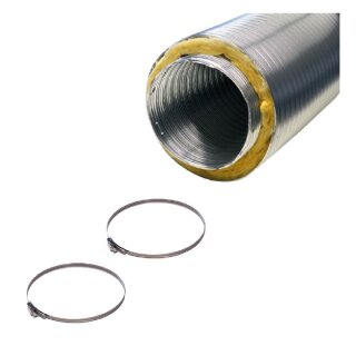 Aluflexrohr Ø 125 mm Isoliert mit Schlauchklemmen ohne Klebeband