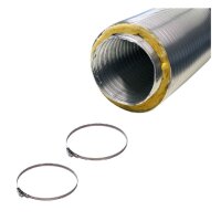 Aluflexrohr Ø 125 mm Isoliert mit Schlauchklemmen...