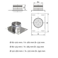 LAS Kaminfuß für T-Stück mit Zuluft Ø 60/100 mm Kunststoff - Edelstahl