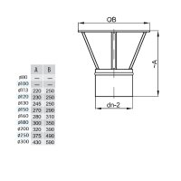 W3G Schornstein Regenhut passend in Mündungsabschluss DW 113 - 300 mm