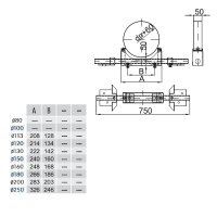 Schornstein Sparrenbefestigung inkl. Wandhalterung 50 mm DW 150 mm