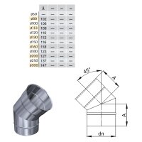 W3G Schornsteinsanierung Winkel / Bogen 45° DN 113 mm