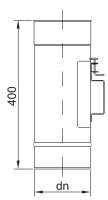 Kamin - Schornsteinsanierung Längenelement Prüföffnung mit Klappe L 400 mm DN 80 mm 1,0 mm