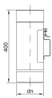 Kamin - Schornsteinsanierung Längenelement Prüföffnung mit Klappe L 400 mm DN 140 mm 0,8 mm